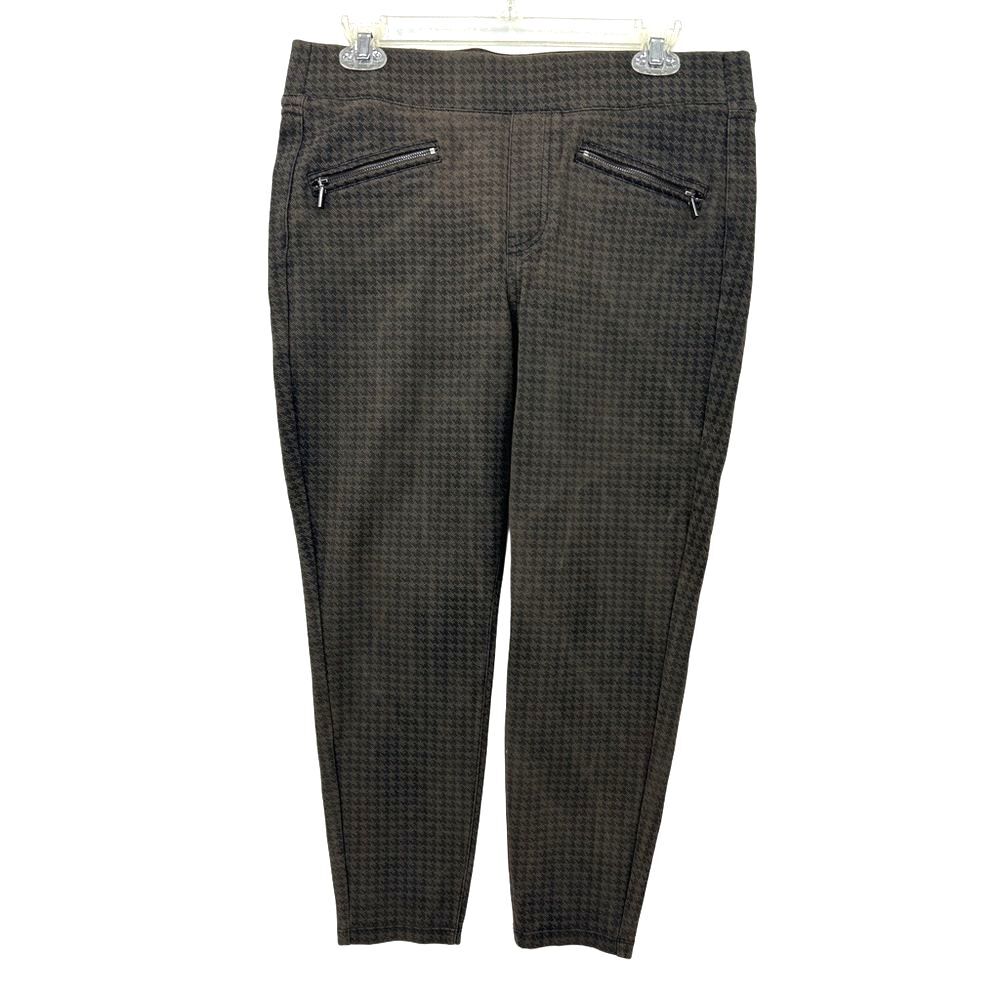 Liverpool Women's Dark Brown Houndstooth Patterned Cropped Pants